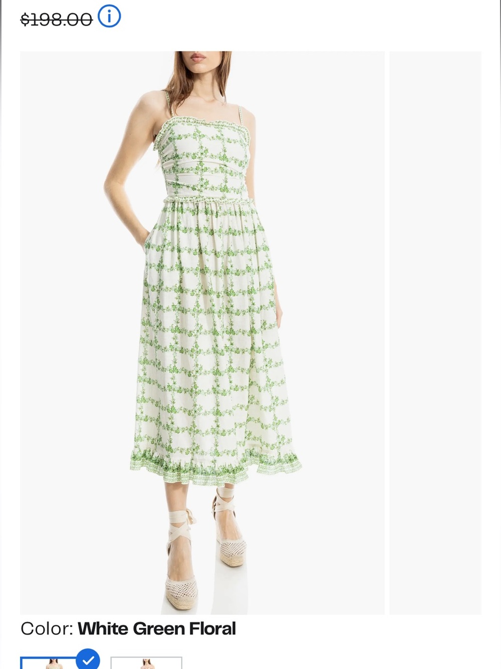 Max Studio White and Green Floral Midi Sundress